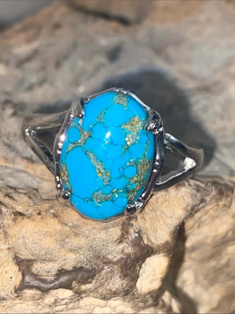 5/$10❤️❤️❤️NEW Silver Tone Zinc Alloy Resin Swirl Cabochon Ring